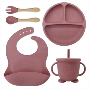 Set de Repas en Silicone Bleu 5pc