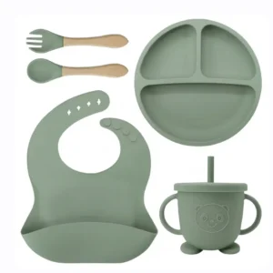Set de repas en silicone vert 5pcs